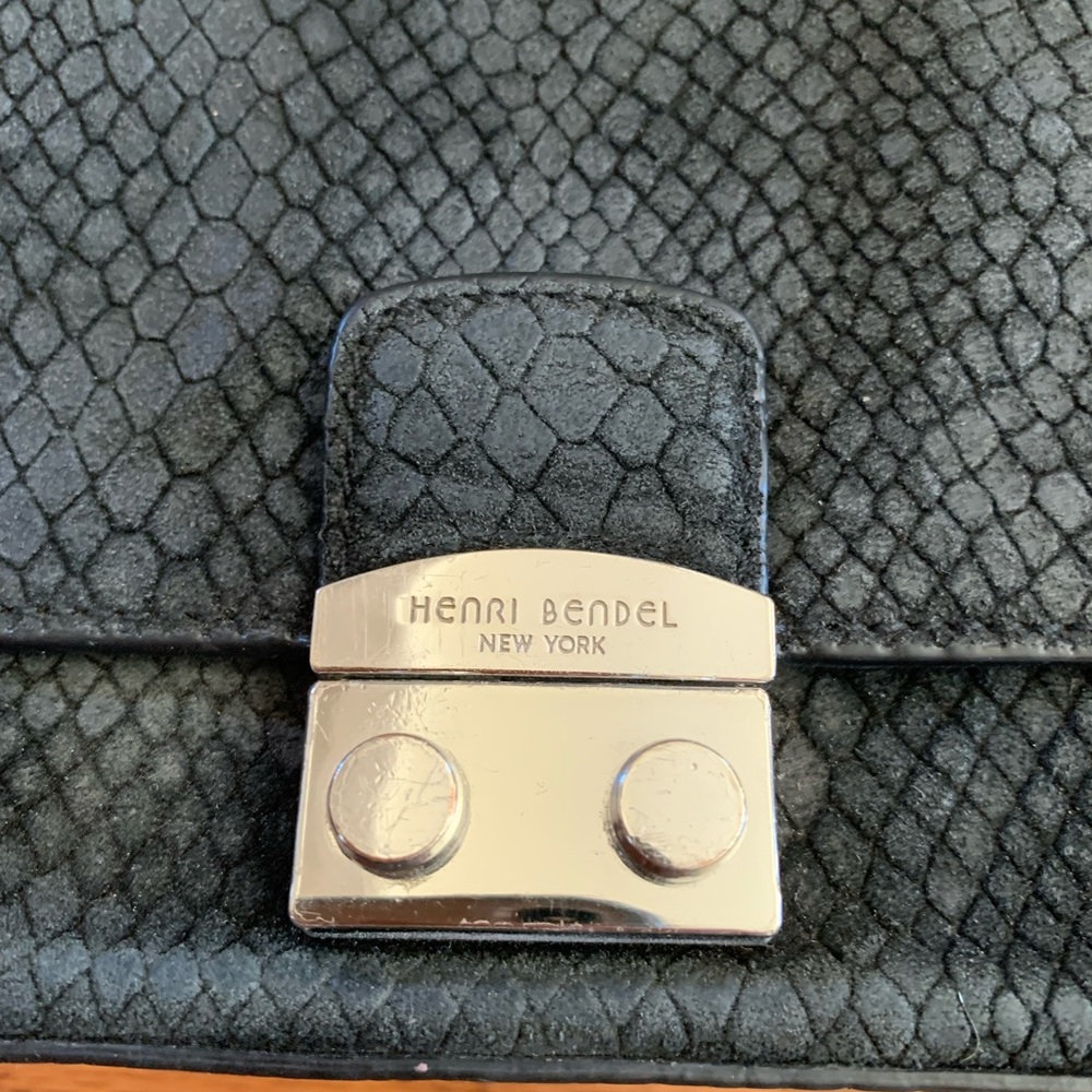 Henri Bendel Stella Crossbody Black Suede snakeskin Small - Picture 6 of 9